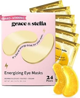 grace & stella Award Winning Under Eye Mask - Travel Essentials - Birthday Gifts for Women - Gel Eye Patches for Dark Circles, Puffy Eyes, Wrinkles, Undereye Bags - Vegan - Self Care (24 Pairs, Gold)