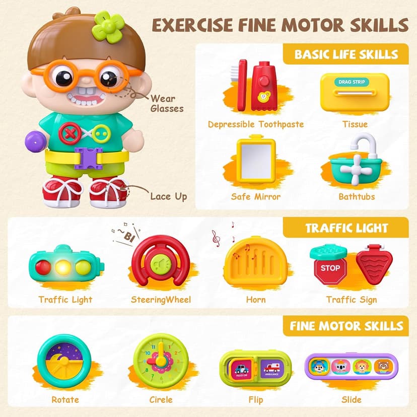 54-in-1 English & Spanish Baby Busy Board Montessori Toys, Ideals 1st Birthday Gifts Boy, 1 Year Old Boy Toys Gifts Montessori Busy Board Toys for 1 Year Old Boy, 1 Year Old Boy Birthday Gift B0D8B9PP9W