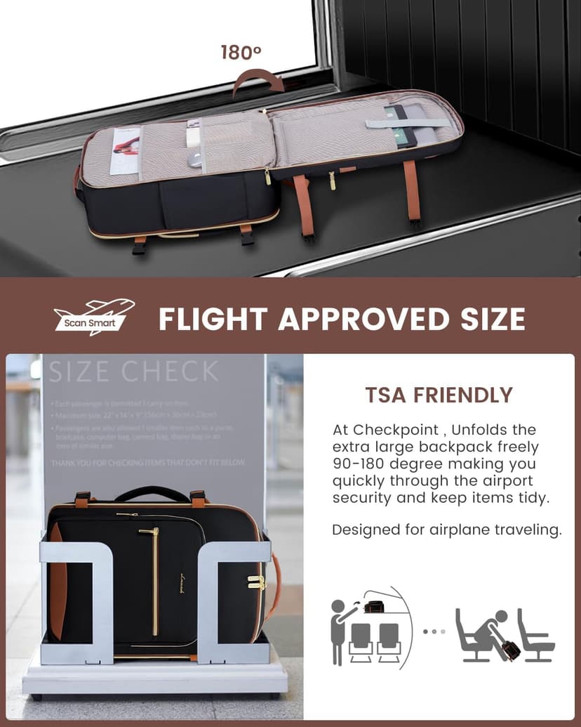 LOVEVOOK 40L Travel Backpack for Women & Men, Airline Approved Carry On Luggage with 3 Packing Cubes, TSA Overnight Bags, Waterproof Personal Item Bag, Weekender Essentials Backpacks fits 17" Laptop