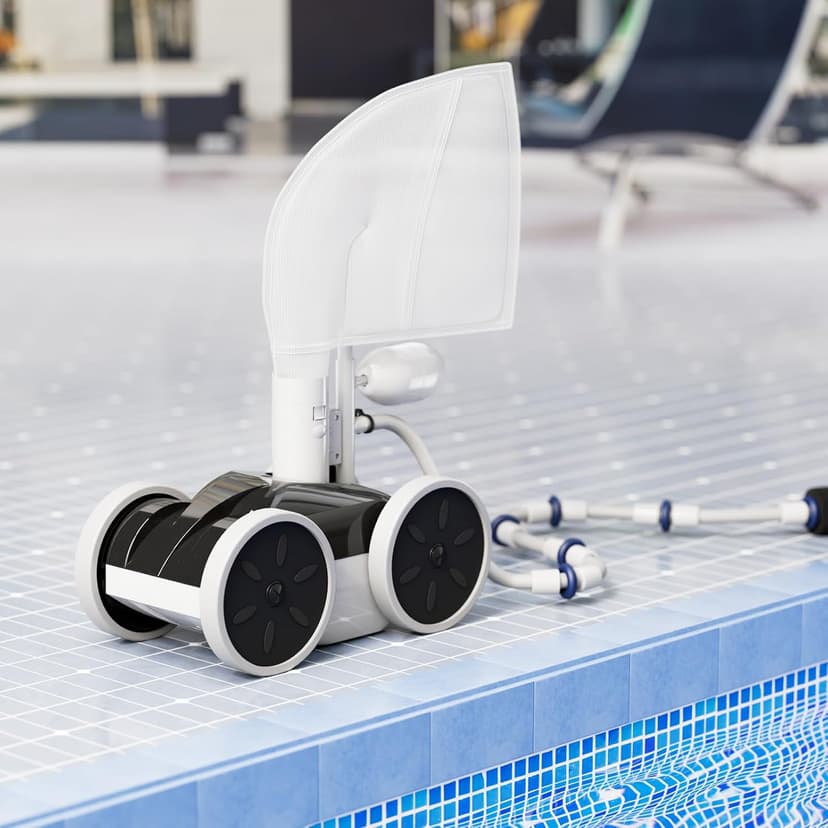 Amptyhub Upgrade Pool Pressure Side Sweeper: Professional Solution for Cleaning Your Swimming Pool (Four Wheels Better Than Three)