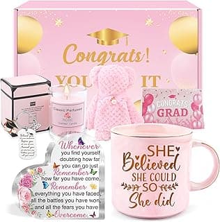 Graduation Gifts for Her, Congratulations Christmas Gifts Basket for Women Girls, She Believed She Could So She Did Coffee Mug Grad Keychain Bear Towel Acrylic Plaque High School College Graduates