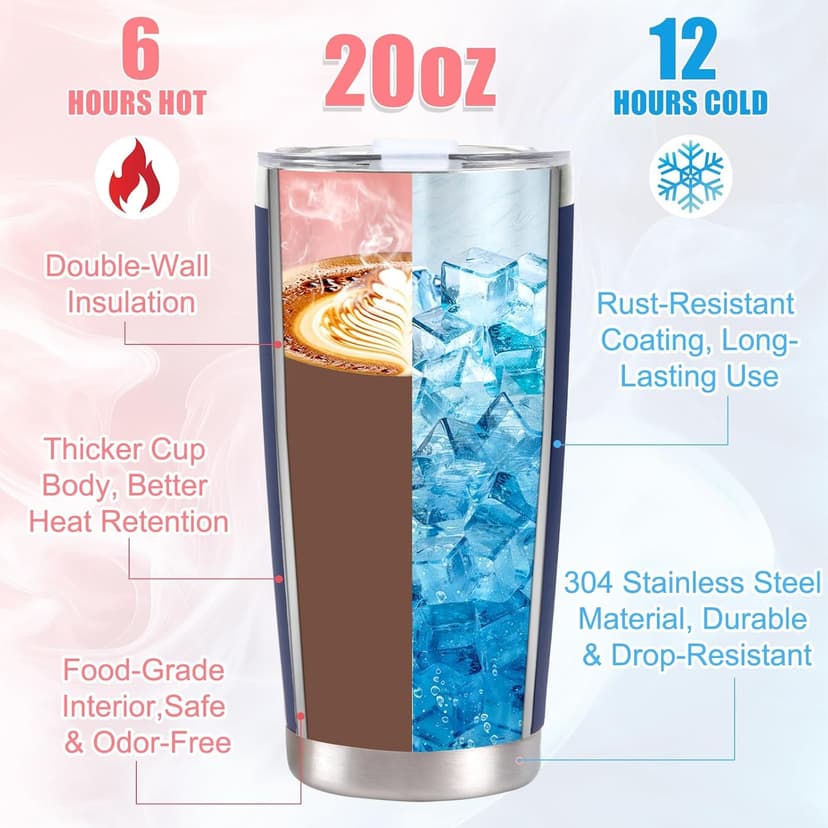 Pregnancy Gifts for New Parents, Mommy and Daddy 20Oz Tumbler Set, Cool Gifts Set Ideas for Couples,First Time Moms Dad to Be, New Parents on Mother's Day Father's Day Christmas Gift(Pink & Navy Blue)