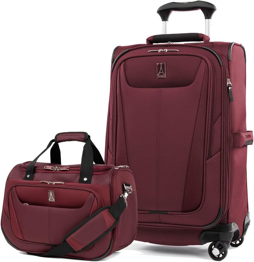Travelpro Maxlite 5 Softside 2pc Set Expandable Carry On Luggage with 4 Spinner Wheels/Soft Underseat Tote, Lightweight Suitcase, Men and Women, Burgundy