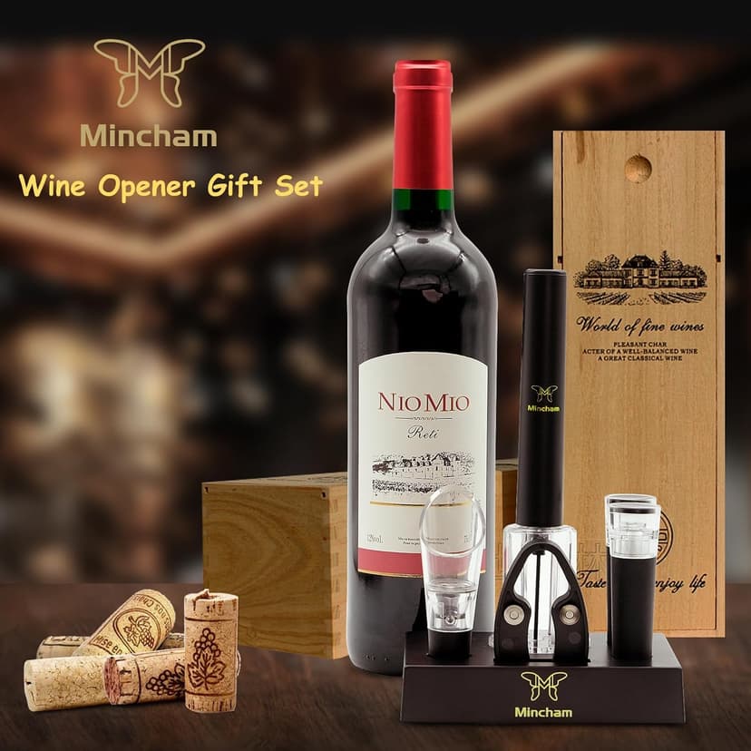 Air Pressure Wine Bottle Opener with Foil Cutter, Wine Aerator Pourer, 2 Vacuum Wine Stoppers, Storage Base (6 PCS), Corkscrew Wine Opener, The Best Wine gifts for Wine Lovers