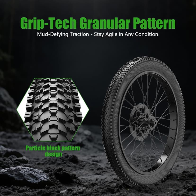 Mountain Bike Tires 24/26x1.95 Inch 2-Pack - Wear-Resistant Foldable Hybrid Tires with 2 Inner Tubes & Levers, Aggressive Tread for Trail, Commuter, Off-Road (24/26x1.95-30TPI)