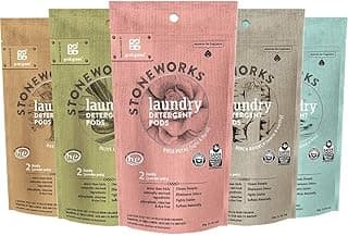 Grab Green Stoneworks Laundry Detergent Pods Sample Kit, 10 Count, Birch Branch, Fragrance Free Rain, Oak Tree, Olive Leaf, Rose Petal Scents, Plant a Tree