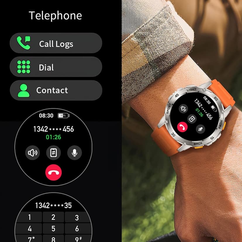 Jooeniok 2026 New Outdoor Compass with Bluetooth Calling and Health Monitoring - 100+ Exercise Modes, Music Playback, Voice Assistant, Waterproof, 1.53-inch Screen, Flashlight for Fitness and Sports