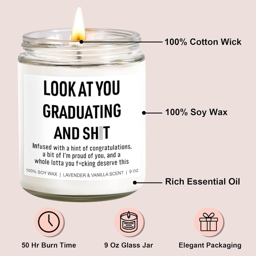 Funny Grad Candle, 2025 Graduation Gifts for Her, Him - College, High School, Masters Degree, Phd, Nursing & Nurse Graduation Gifts for Women, Men - 9 oz