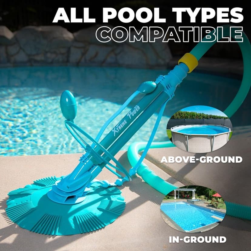 XtremepowerUS Premium Automatic Suction Vacuum-generic Climb Wall Pool Cleaner Sweeper In-Ground Suction Side + Hose Set
