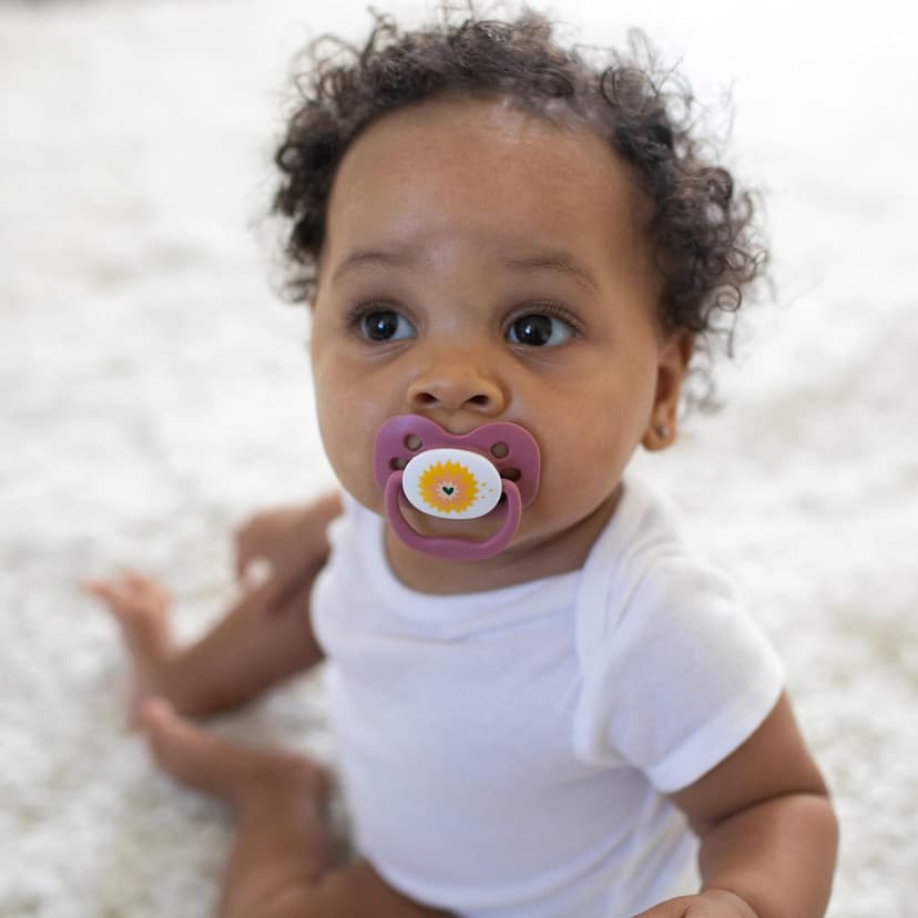 Dr. Brown's Advantage Baby Pacifier, Fully Symmetrical Soother with Soft Silicone Bulb, Lavender Love, 0-6m, BPA Free, 2 Pack