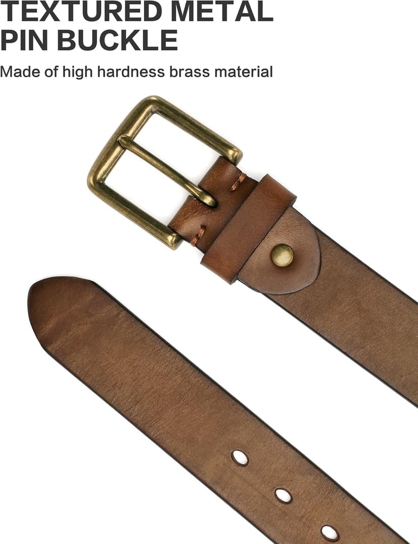 wolksprong Thicken Full Grain Leather Mens Belt Heavy Duty Mens Work Belt Mens Belt High Hardness Buckle Packed In Gift Box