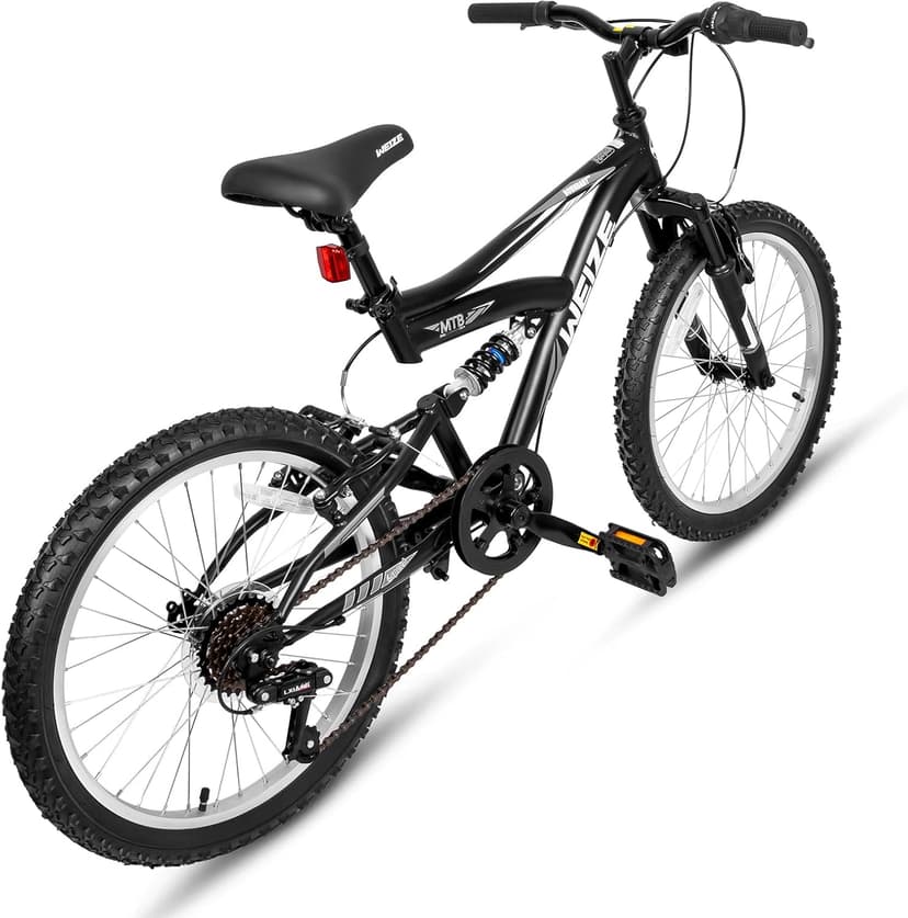 WEIZE Kids Mountain Bike, 20 24 inch Kids' Bicycles for 6-14 Years Old Boys Girls with Dual Full Suspension, 6 Speeds Drivetrain, High-Carbon Steel Frame, Ideal for Young Riders and Adventurers