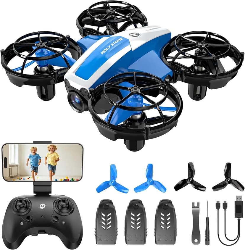 Holy Stone Mini FPV Drone with 1080P HD Camera for Kids & Beginners, RC Nano Quadcopter with Optical Flow Hover, Gesture Control, 3D Flips, 3 Batteries, Great Gift Toy for Boys and Girls, HS210P Blue