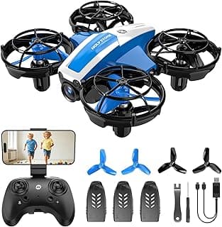 Holy Stone Mini FPV Drone with 1080P HD Camera for Kids & Beginners, RC Nano Quadcopter with Optical Flow Hover, Gesture Control, 3D Flips, 3 Batteries, Great Gift Toy for Boys and Girls, HS210P Blue