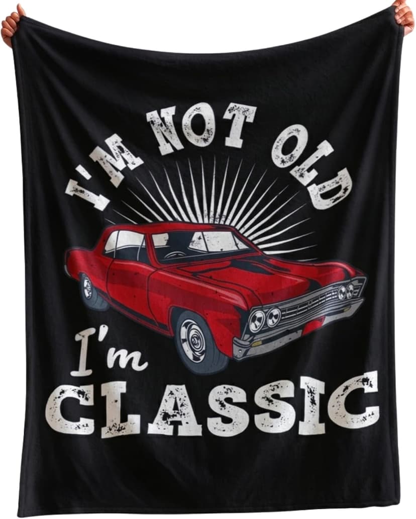 Old Man Gifts Im Not Old Im Classic Blanket for Men - Fathers Day Blanket Best Gifts for Elderly Grandpa Birthday - Dad Retirement Blankets Classic Car Gift for Men Over The Hill Throw Blanket 50"x60" B0GK78LNNZ