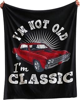Old Man Gifts Im Not Old Im Classic Blanket for Men - Fathers Day Blanket Best Gifts for Elderly Grandpa Birthday - Dad Retirement Blankets Classic Car Gift for Men Over The Hill Throw Blanket 50"x60" B0GK78LNNZ