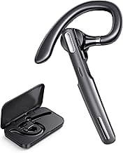 ICOMTOFIT Bluetooth Headset, Wireless Bluetooth Earpiece V5.0 Hands-Free Earphones with Built-in Mic for Driving/Business/Office, Compatible with iPhone and Android (Gray)