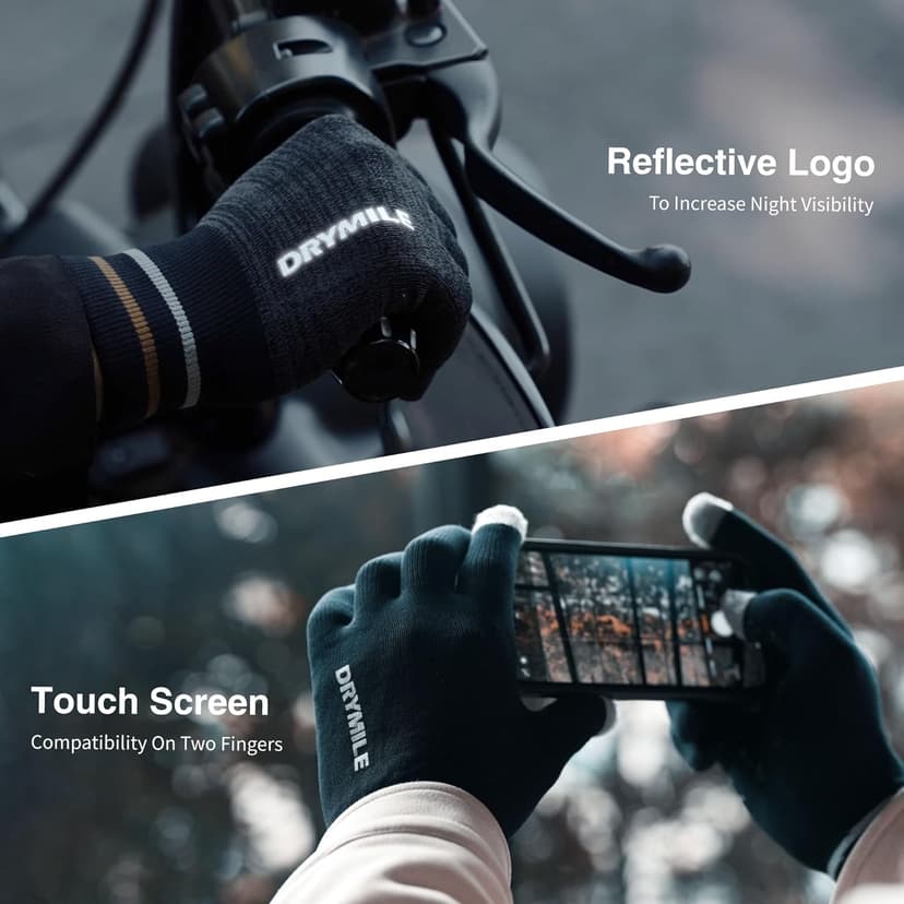 DRYMILE HYLA Waterproof Dexterity Gloves – All-Weather Wool Blend Gloves for Men & Women – Touchscreen & Non-Slip Grip – Hiking, Cycling, Fishing, Hunting & Work.