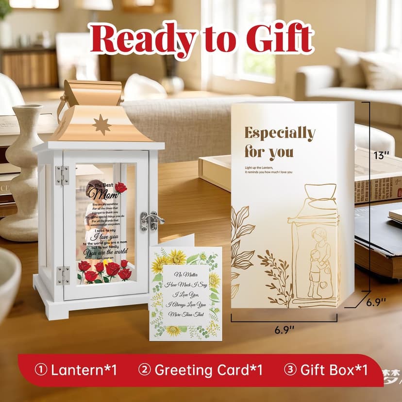 Mothers Day Birthday Gifts for Mom from Son, Mom Gifts from Son - Happy Birthday, Christmas, Valentine's Day Gifts Mom Son Figurine Lantern