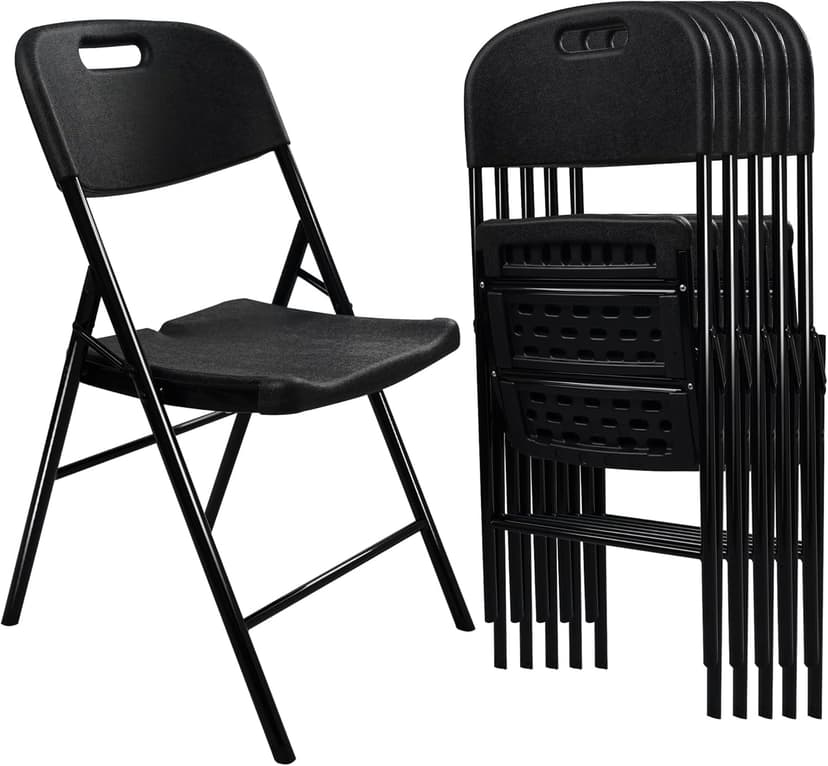 6 Pack Folding Chair, 600 lb Weight Capacity,Indoor/Outdoor Heavy Duty Foldable Chairs for Restaurants, Kitchens, Picnics, Races, Parties & Weddings. (6, Black)