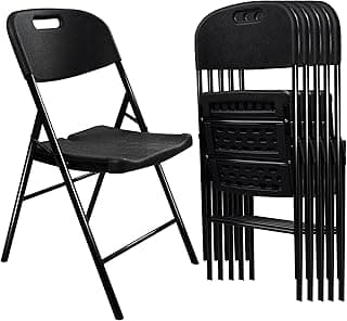 6 Pack Folding Chair, 600 lb Weight Capacity,Indoor/Outdoor Heavy Duty Foldable Chairs for Restaurants, Kitchens, Picnics, Races, Parties & Weddings. (6, Black)