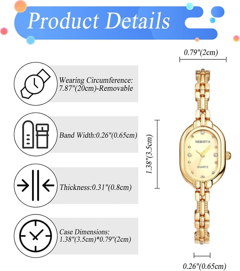 JewelryWe Square Small Ladies Watch: Quartz Analog Women Detachable Stainless Steel Band Tank Diamond Markers Vintage Bracelet Wristwatch