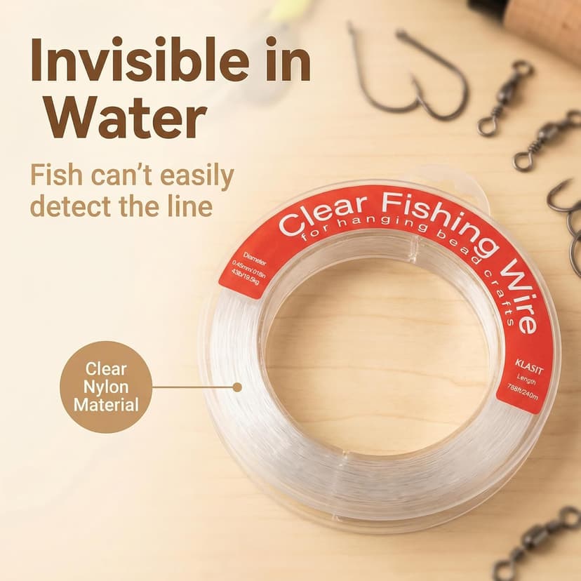 KLASIT Fishing Line 788FT,Invisible Monofilament Fishing Wire,Supports 43 Pounds Strong Nylon Invisible Thread for Hanging Decorations,Balloon Garland,Crafts,Picture Display