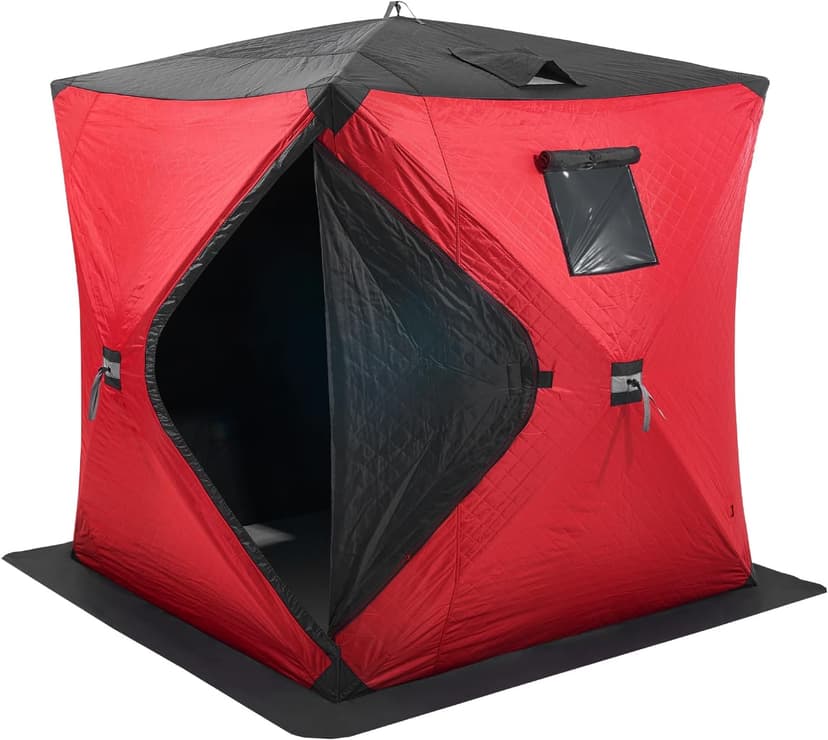 VEVOR Portable Pop-Up Tent, 1-8 Person Insulated Shelter, Large Fishing Area, Hub-Style Shanty for Winter Fishing, Waterproof Oxford Ice Cube with Anchors/Ropes/Carrying Bag