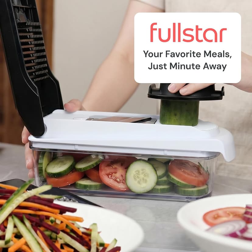 Multi-Blade Veggie Slicer, 5-Cup Container Food Chopper, Julienne Grater Dicer, Dishwasher Safe Kitchen Gadgets & Essentials Fullstar Pro Core Vegetable Chopper & Mandoline Slicer, 6-in-1 Kitchen Tool B0BHSXFTGH