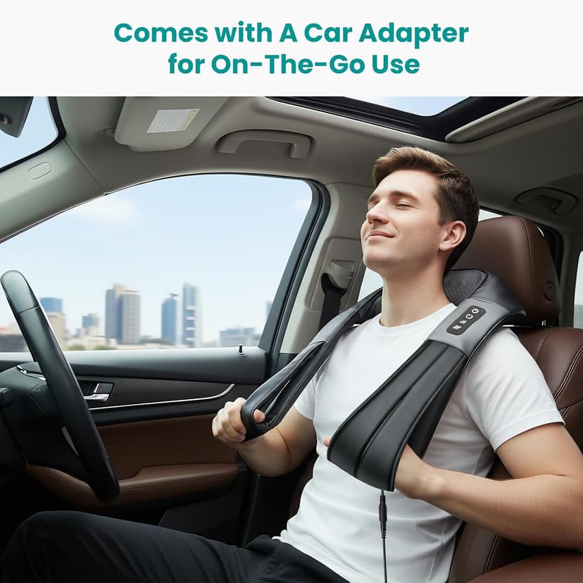Nekteck Shiatsu Neck Massager for Pain Relief Deep Tissue with Heat, 3D Kneading Massage Pillow Back Shoulder Massagerfor Body Muscle, Plug-in Use for Home Office Car, Gifts for Mom Dad Him Her