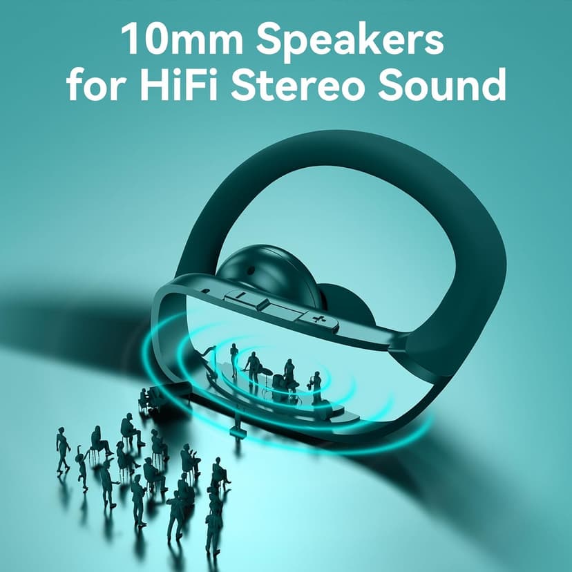 bmani Ear Buds Wireless Earbuds Bluetooth Headphones with 80H Playtime LED Display Case, Over-Ear Hook with Mic, Stereo Sound, Easy Button Controls, Sports Earphones for Running Workout Gym Green