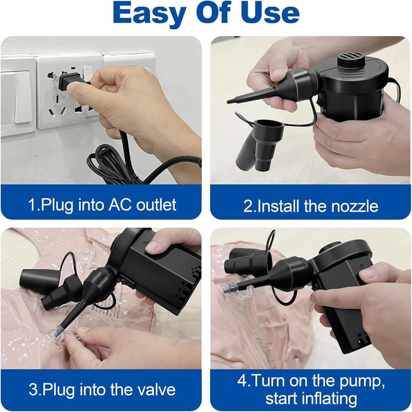 Air Pump Electric for Pool Inflatables: MAXEVER Portable Inflator Deflator for Outdoor Camping - 110V~120V
