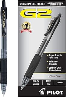 PILOT G2 Premium Refillable & Retractable Rolling Ball Gel Pens, Fine Point, Black Ink, 12 Count (Pack of 1) (31020)