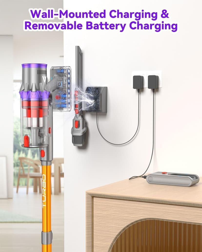 Coovy SU7 Cordless Vacuum Cleaner 580W 50Kpa 80 Minutes Runtime Stick Vacuum with Touch Screen Anti-Tangle Wireless Powerful Lightweight LED Vac for Home Pet Hair Carpet Hardwood, Gold