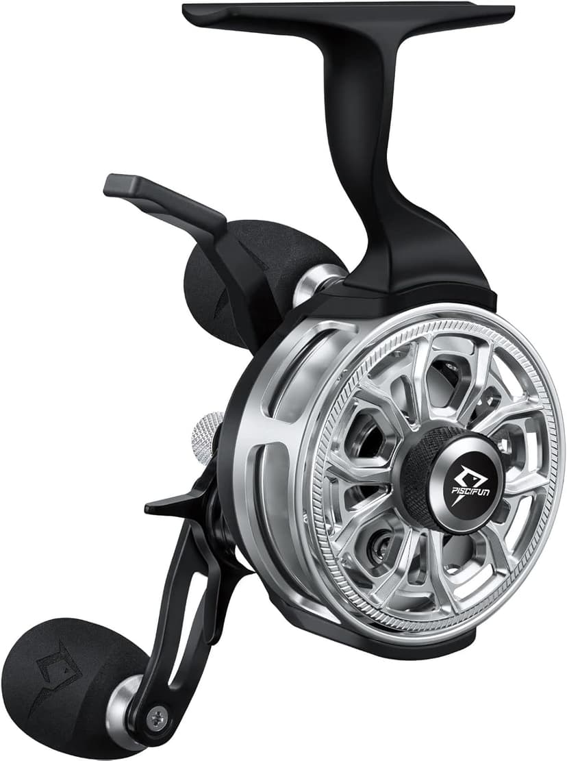 Piscifun ICX Carbon Ice Fishing Reel, Structure Upgrade Magnetic Drop System Inline Ice Fishing Reel, Free-Spool Bidirectional Lever, 3.2:1 High Speed, 8+1 Shielded BB, CNC-Machined Ice Reel