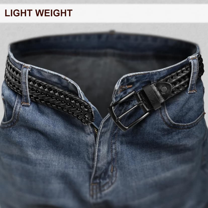 KEMISANT Men Belt, Braided Belt Comfortable For Men Casual Jean Golf 1 3/8"