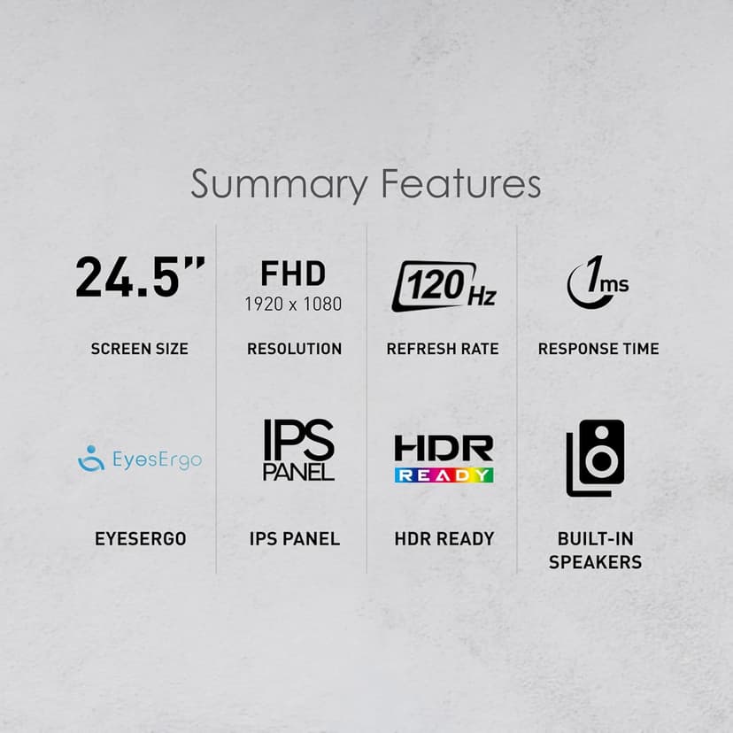 msi PRO MP251W E2 24.5-inch IPS 1920 x 1080 (FHD) Gaming Office Monitor, 120Hz, Adaptive-Synch, HDR Ready, HDMI, VGA Port, Display Port,VESA Mountable, Tilt, Speaker, 4-Side Slim Bezel,1ms, White
