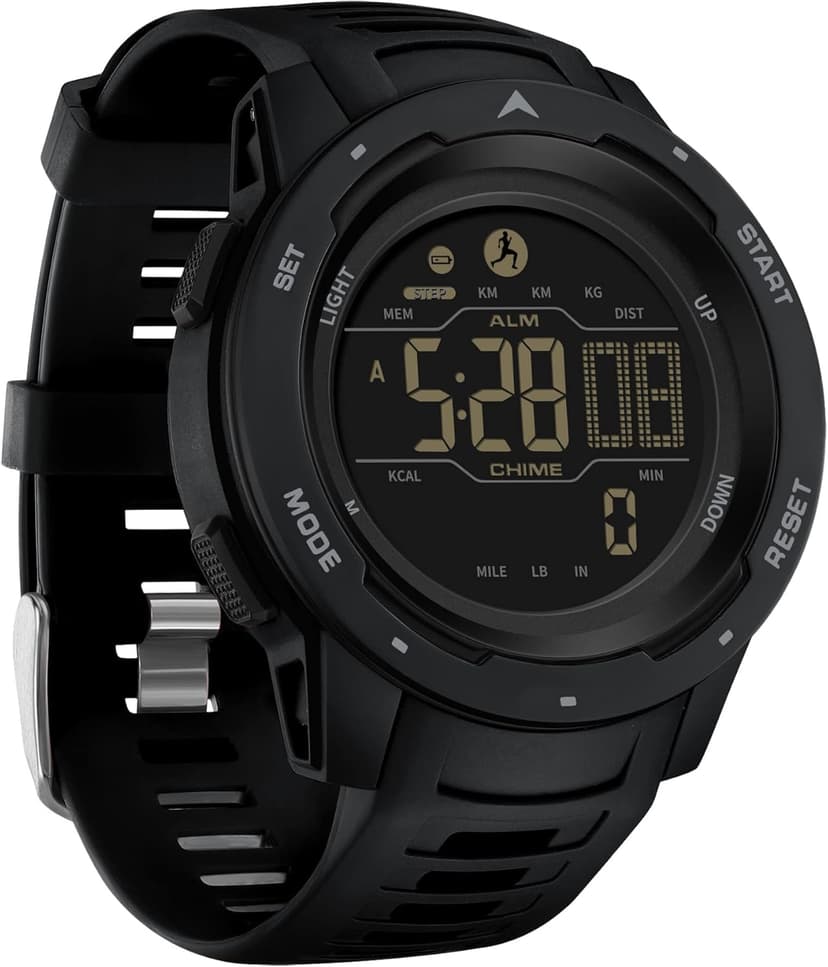 findtime Men's Digital Watch Waterproof Pedometer Watches Sport Watch Step Counter Calorie Military Watch with Stopwatch Alarm LED Backlight Countdown