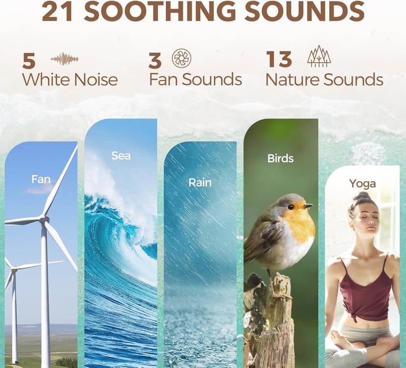 ANJANK White Noise Sound Machine Alarm Clock with Bluetooth Speaker, 21 Relaxing Sounds, 7 Night Lights,0-100% Dimmer/Sleep Timer/30-Level Volume Control,Sound Machine for Kids Adults Sleeping,Bedroom