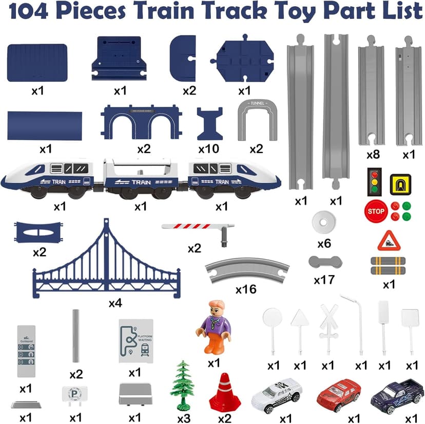 Train Sets for Boys 4-7, Battery Operated Train Set with Tracks(Magnetic Connection), Compatible with Thomas, Brio, Chuggington, Gifts for 3 4 5 6 Years Old (City)
