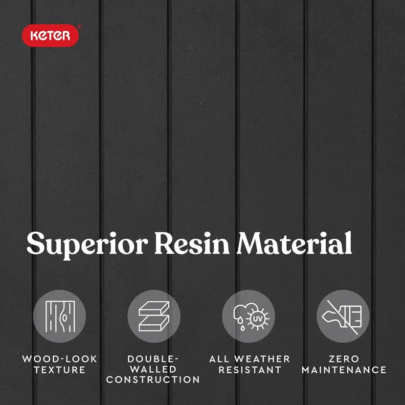 Keter City 30 Gallon Resin Outdoor Storage Box and Patio Furniture Side Table for Pool and Garden Accessories, Dark Grey