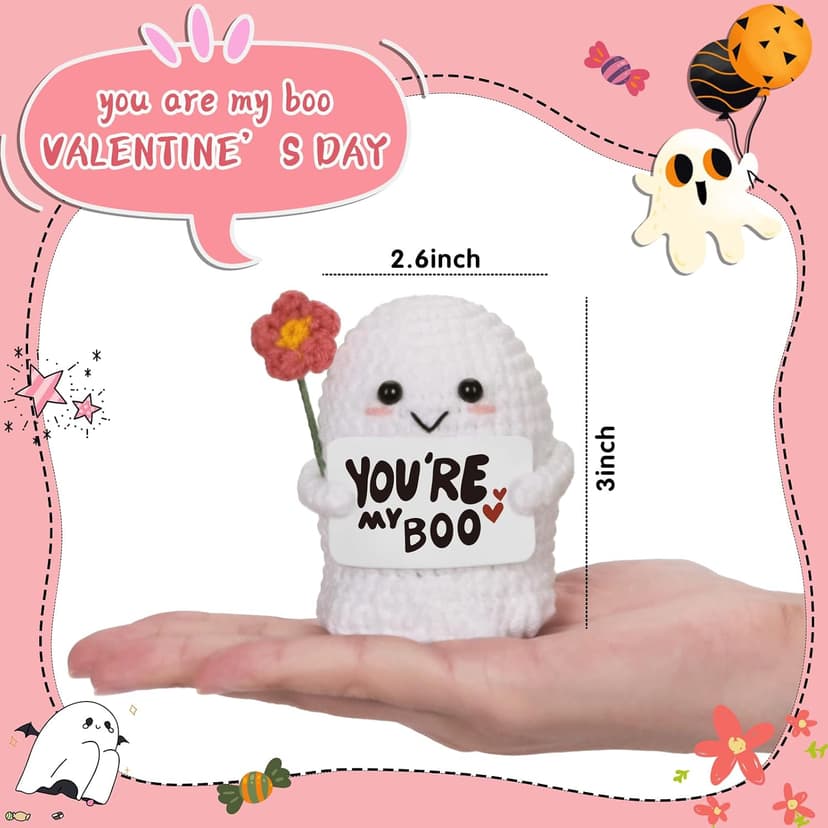 You're My Boo Buddy Cute Halloween Spooky Gifts - Funny & Romantic Handmade Crochet Ghost Plush Decor for for Girlfriend, Boyfriend, Couples, Her, Him, Friends, Valentine,Christmas Stocking Stuffer
