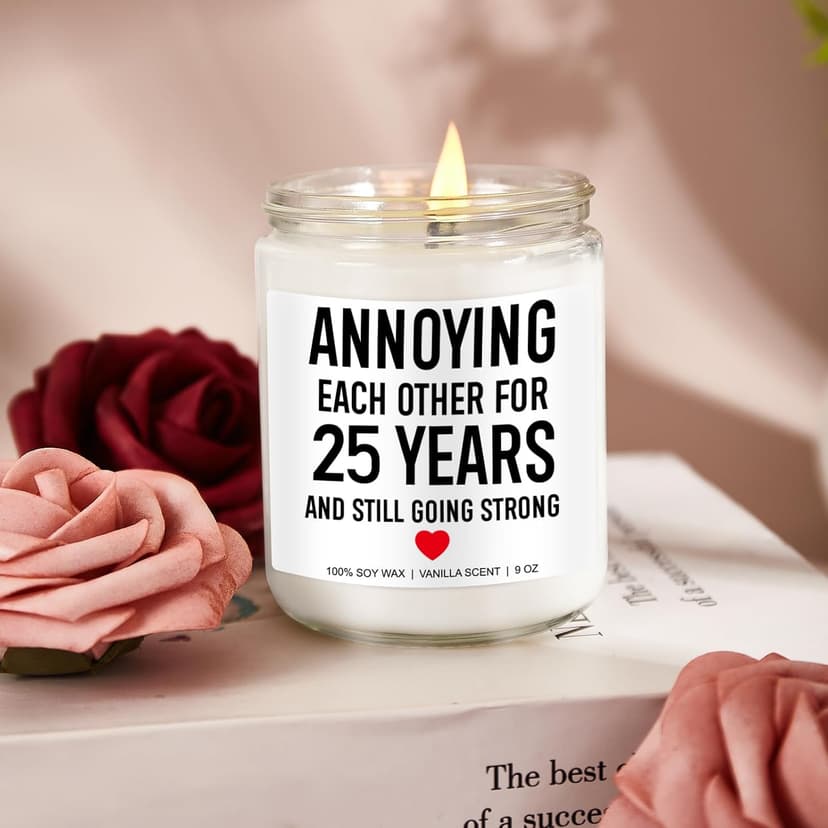 Younift Funny Scented Candle, 25th Anniversary, Gifts for Couple, 25th Wedding Anniversary Decorations, 25 Year Silver Anniv. Gifts for Husband, Wife, Him, Her, Women, Men, Friends, Parents B0D5J518NH