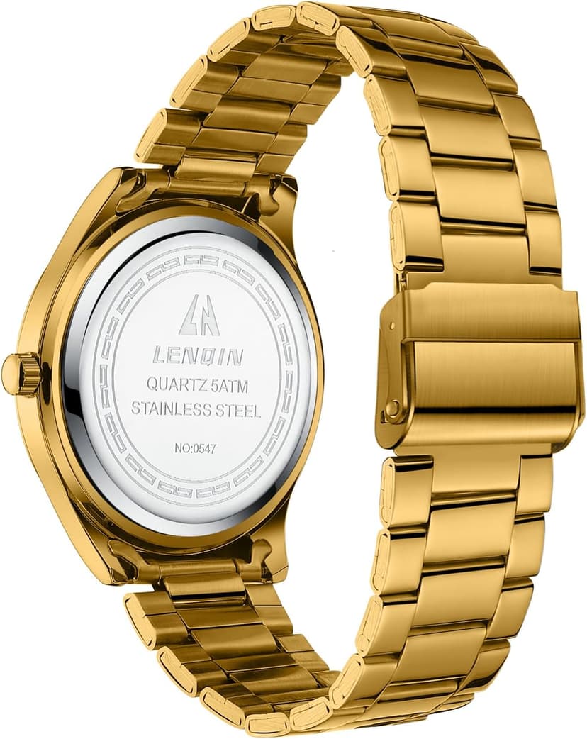 LN LENQIN Mens Watches Waterproof Stainless Steel Watch for Men Analog Quartz Fashion Business Designer Wristwatch