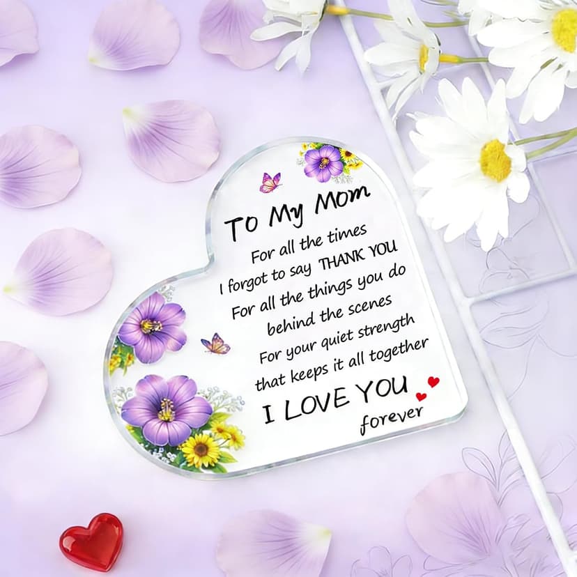 Birthday, Mother's Day, Valentine’s Day, Christmas Gift for Mom Gifts for Mom from Daughter Son, I Love You Heart Acrylic Block B0GJZKBBXZ