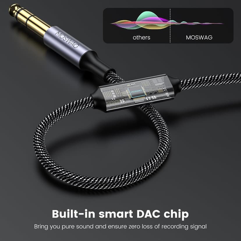 MOSWAG 3.3FT USB to 6.35 Audio Cable, USB to 1/4“ Guitar Cable with Recording Function for Guitar, Bass, Amplifier, Speakers (NOT for Xbox/RockSmith)