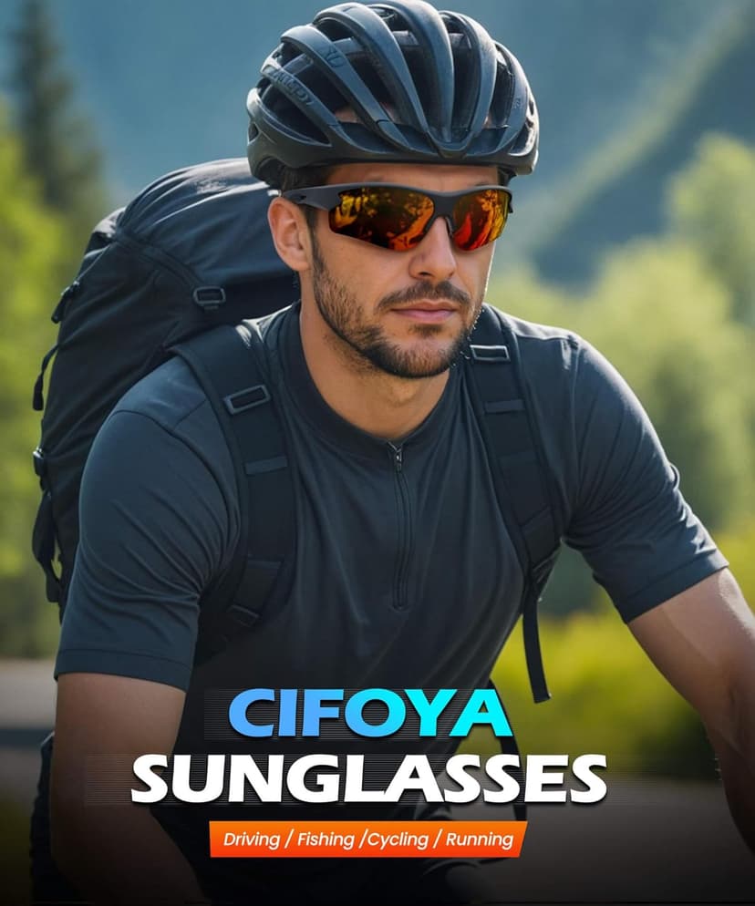 CIFOYA Polarized Sports Sunglasses for Men and Women - UV Protection Half Frame Sun Glasses for Running Baseball Fishing