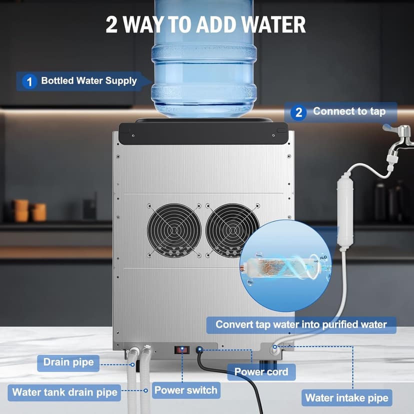 Nugget Ice Maker, 80 LBS/Day with 15 LBS Storage Bin, Freestanding Undercounter Ice Maker Machine Stainless Steel, Soft Chewable Pellet Ice Machine for Home Bar Kitchen Office, Self-Cleaning