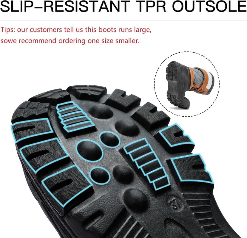 DOBOLIN Womens Winter Snow Boots Duck Waterproof Boots for Women Warm Cozy Mid Calf Booties for Cold Weather