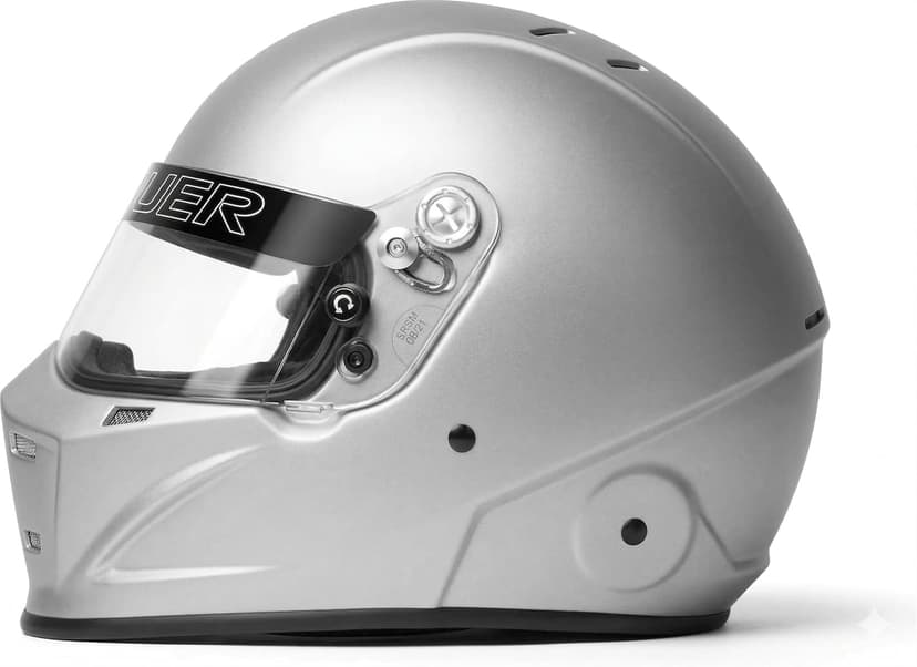 Conquer Snell SA2025 Approved Full Face Auto Racing Race Car Helmet - Adult | Men | Women | - Black / White / Silver